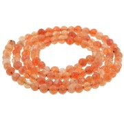 3.5 mm Faceted Round Agate Gemstone Beads - Orange x 37 cm