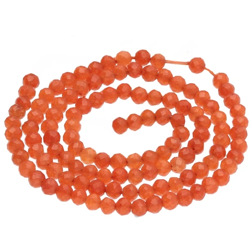 3.5 mm Faceted Round Agate Gemstone Beads - Orange x 37 cm