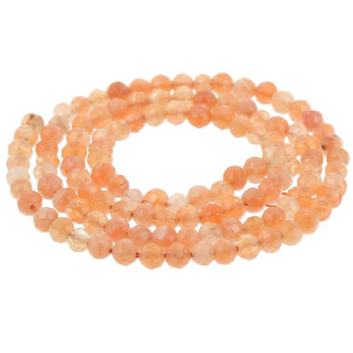 Round faceted beads 3 mm gemstone Tinted Agate - Orange x36cm