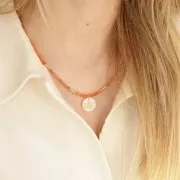 Round faceted beads 3 mm gemstone Tinted Agate - Orange x36cm