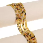 Round faceted beads 3 mm gemstone Tinted Agate - Multi yellow - Green x38cm