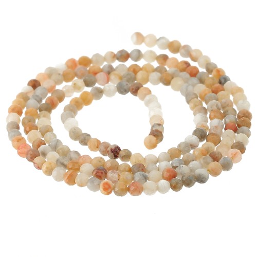Round faceted beads 2 mm gemstone - Crazy Agate x38cm
