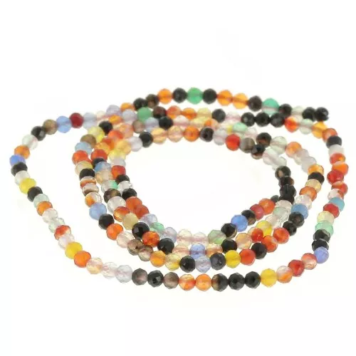 Round faceted beads 2 mm gemstone Tinted Agate - Multicolor x38cm