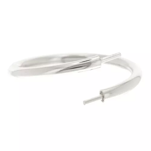 925 Sterling Silver Double Flexible Ring for semi-drilled - Size 56 x1