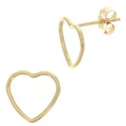 9x10mm Gold filled heart Hollow Earstuds x2