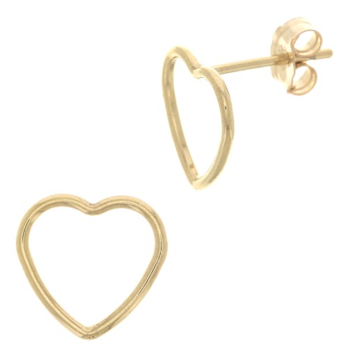 9x10mm Gold filled heart Hollow Earstuds x2