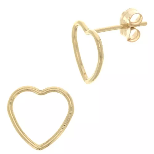 9x10mm Gold filled heart Hollow Earstuds x2