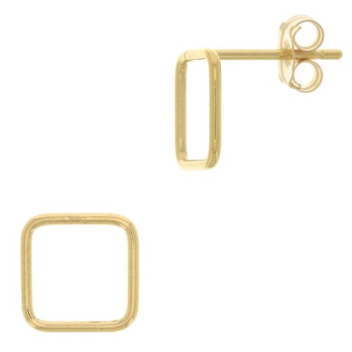 8mm Gold filled Square Hollow Earstuds x2