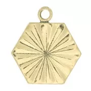 11x10mm Gold filled Hexagonal worked charm x1
