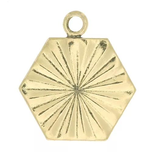 11x10mm Gold filled Hexagonal worked charm x1