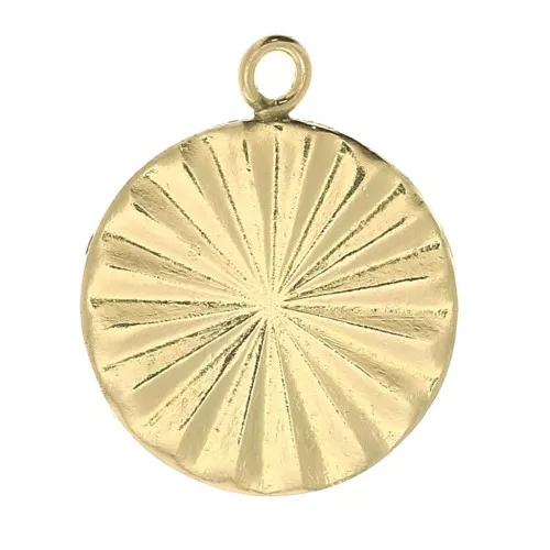 12x10mm Gold filled Round worked charm x1