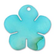 Mother-of-Pearl Pendant Flower 29mm Turquoise x1|raw }}