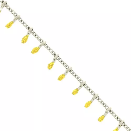 6mm Stainless steel Chain - Epoxy resin - Glittery Yellow x90cm