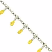 6mm Stainless steel Chain - Epoxy resin - Glittery Yellow x90cm