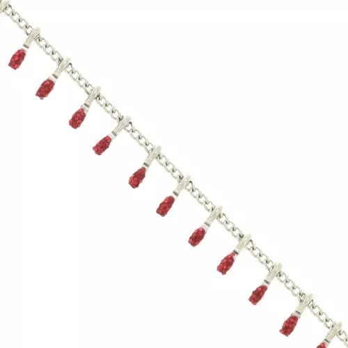 6mm Stainless steel Chain - Epoxy resin - Glittery Red x90cm