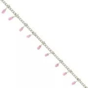 6mm Stainless steel Chain - Epoxy resin - Glittery Pink x90cm