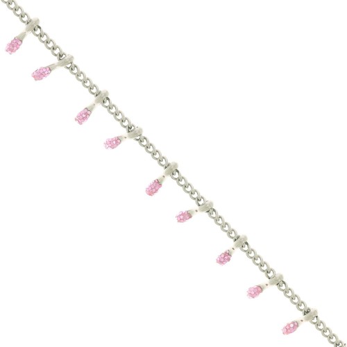 6mm Stainless steel Chain - Epoxy resin - Glittery Pink x90cm
