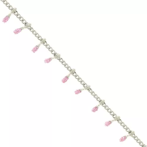 6mm Stainless steel Chain - Epoxy resin - Glittery Pink x90cm