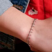 6mm Stainless steel Chain - Epoxy resin - Glittery Pink x90cm