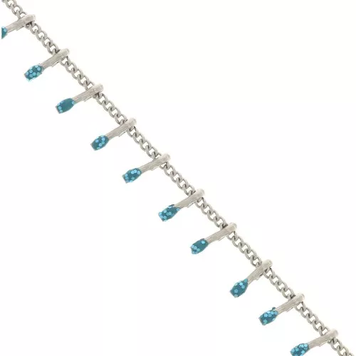 6mm Stainless steel Chain - Epoxy resin - Glittery Turquoise x90cm