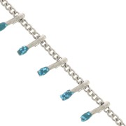 6mm Stainless steel Chain - Epoxy resin - Glittery Turquoise x90cm