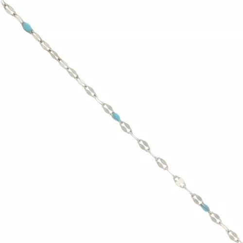 1.5mm Stainless steel Fancy chain - epoxy resin - Sky Blue x90cm