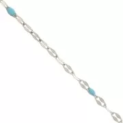 1.5mm Stainless steel Fancy chain - epoxy resin - Sky Blue x90cm