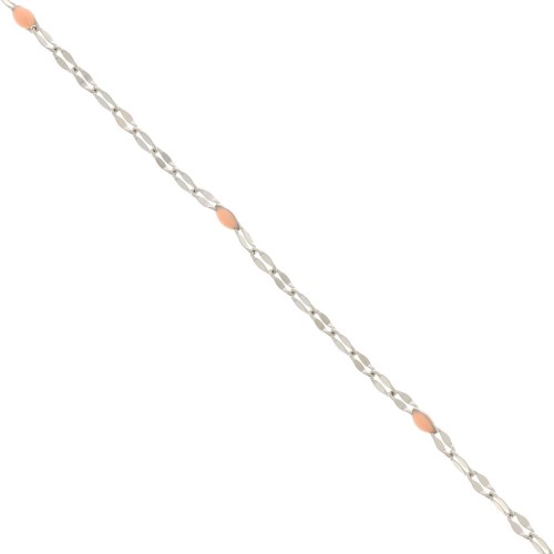 1.5mm Stainless steel Fancy chain - epoxy resin - Salmon x90cm