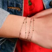 1.5mm Stainless steel Fancy chain - epoxy resin - Black x90cm