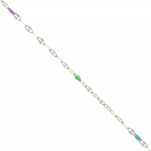 1.5mm Stainless steel Fancy chain - epoxy resin - Multicoloured x90cm