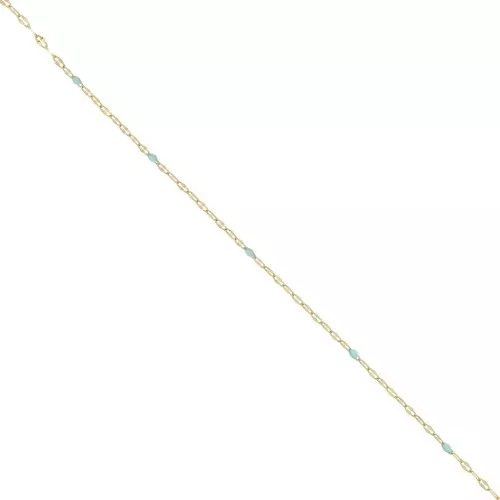 1.5mm Stainless steel Fancy chain - epoxy resin - Mint - Gold Tone x90cm