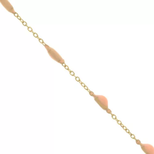 2.6mm Stainless steel cable chain - epoxy resin - Salmon - Gold tone x90cm