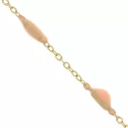 2.6mm Stainless steel cable chain - epoxy resin - Salmon - Gold tone x90cm