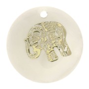 16mm round mother-of-pearl resin sequin - elephant - Gold Tone - Natural x1|raw }}