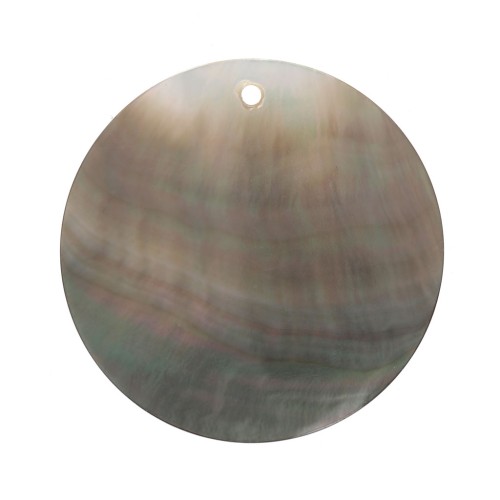 25mm Round mother-of-pearl pendant - Iridescent grey x1