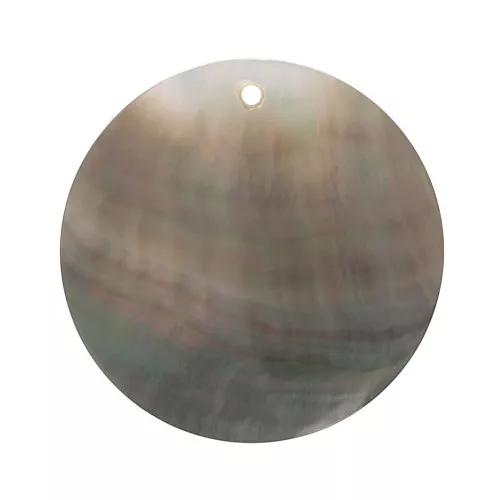 25mm Round mother-of-pearl pendant - Iridescent grey x1