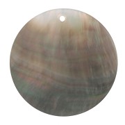30mm Round mother-of-pearl pendant - Iridescent grey x1|raw }}