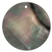 40mm Round mother-of-pearl pendant - Iridescent grey x1