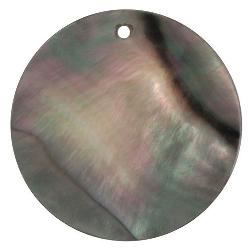 40mm Round mother-of-pearl pendant - Iridescent grey x1