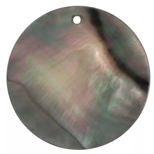 40mm Round mother-of-pearl pendant - Iridescent grey x1