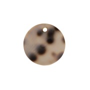 15mm Round leopard print mother of pearl sequin - Brown - Black x1
