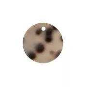 15mm Round leopard print mother of pearl sequin - Brown - Black x1