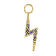 19x5mm zirconium oxide Lightning Charm - Blue - 3 Micron Gold Plated x1|raw }}