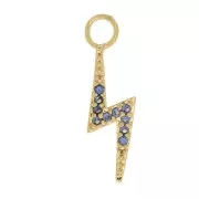 19x5mm zirconium oxide Lightning Charm - Blue - 3 Micron Gold Plated x1