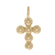 12x7mm Cross Charm with Small Balls - 3 Micron Gold Plated x1|raw }}