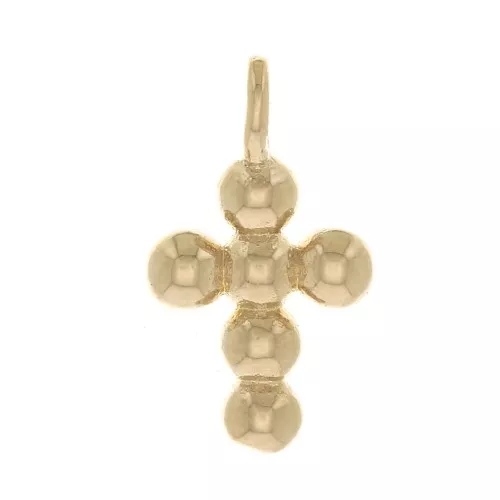 12x7mm Cross Charm with Small Balls - 3 Micron Gold Plated x1