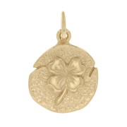 15x12mm Round irregular charm clover pattern - 3 Micron Gold Plated x1