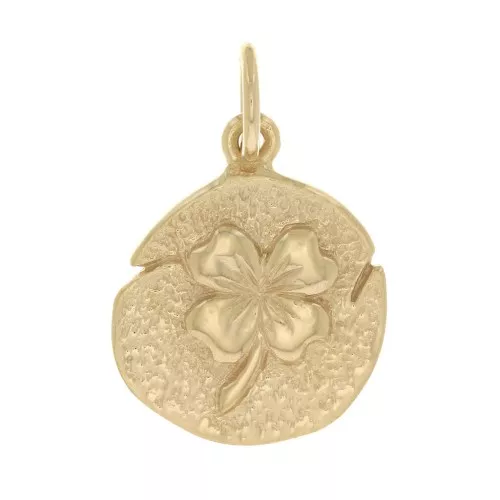 15x12mm Round irregular charm clover pattern - 3 Micron Gold Plated x1