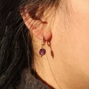 12mm Leverback earrings with zirconium oxide - open ring - Crystal - Fine Gold plated x2