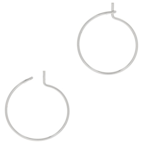 18x0.8mm hoop earrings - Rhodium Tone x2